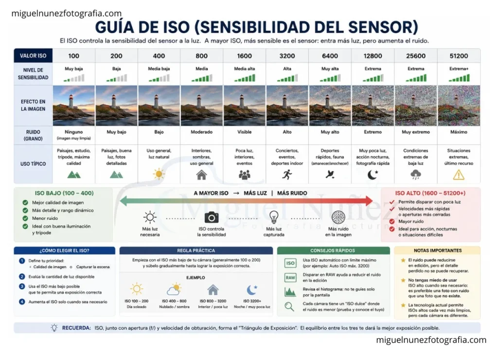 Guia de como funciona el iso en fotografia y como actua el sensro al ruido 