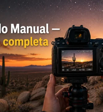 Fotógrafo ajustando el modo manual en su cámara en el Desierto de Atacama